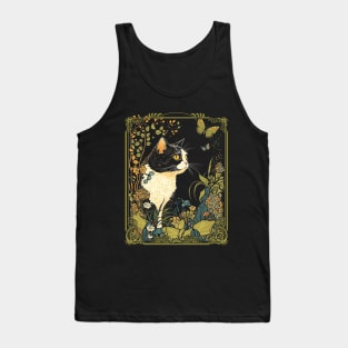 Cottagecore Aesthetic Cat Butterflies Flowers Garden Tank Top